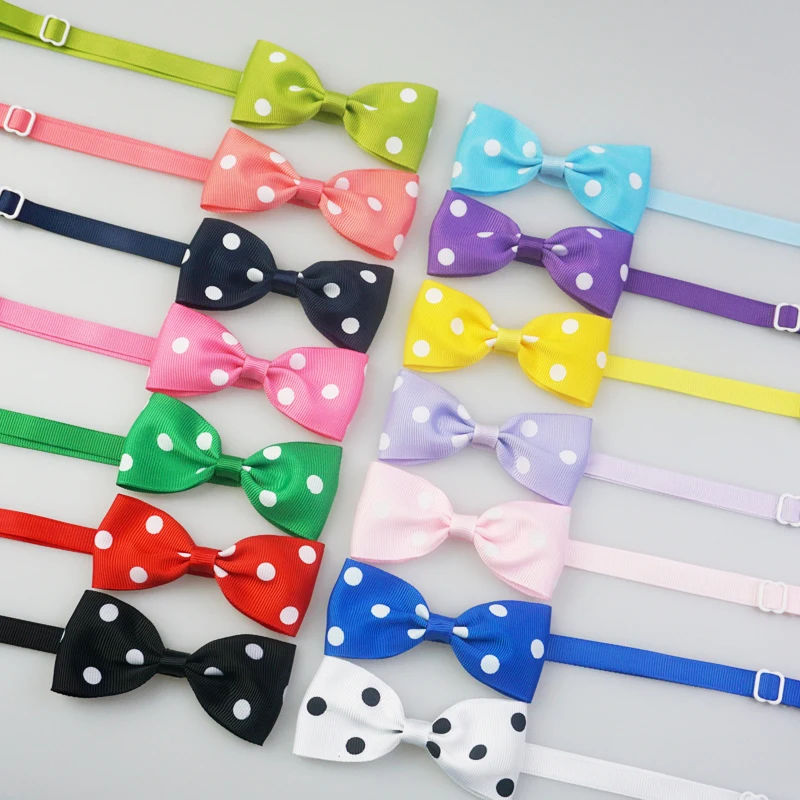 Handmade Dots Pattern Ribbon Dog Bow Ties Cute Puppy Small Dogs Cats Ties For Collar font