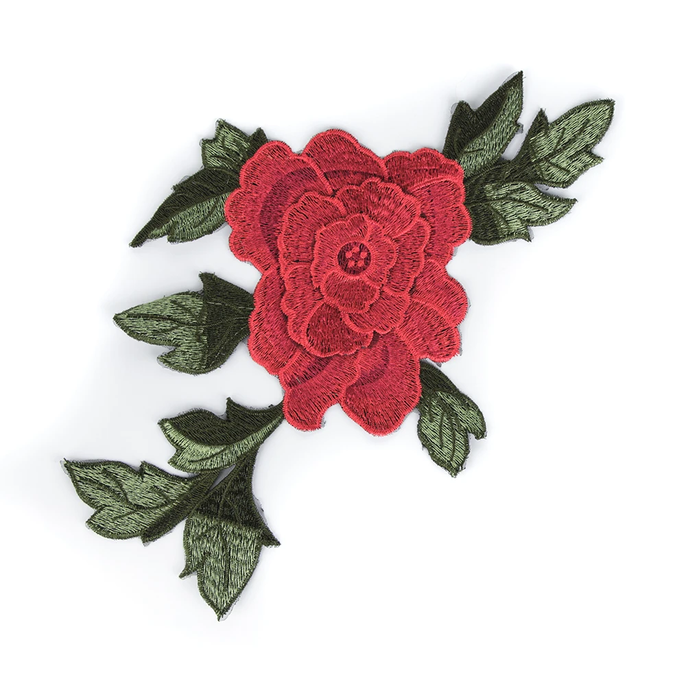 1pc rose flower embroidery patches sticker for clothes parches applique