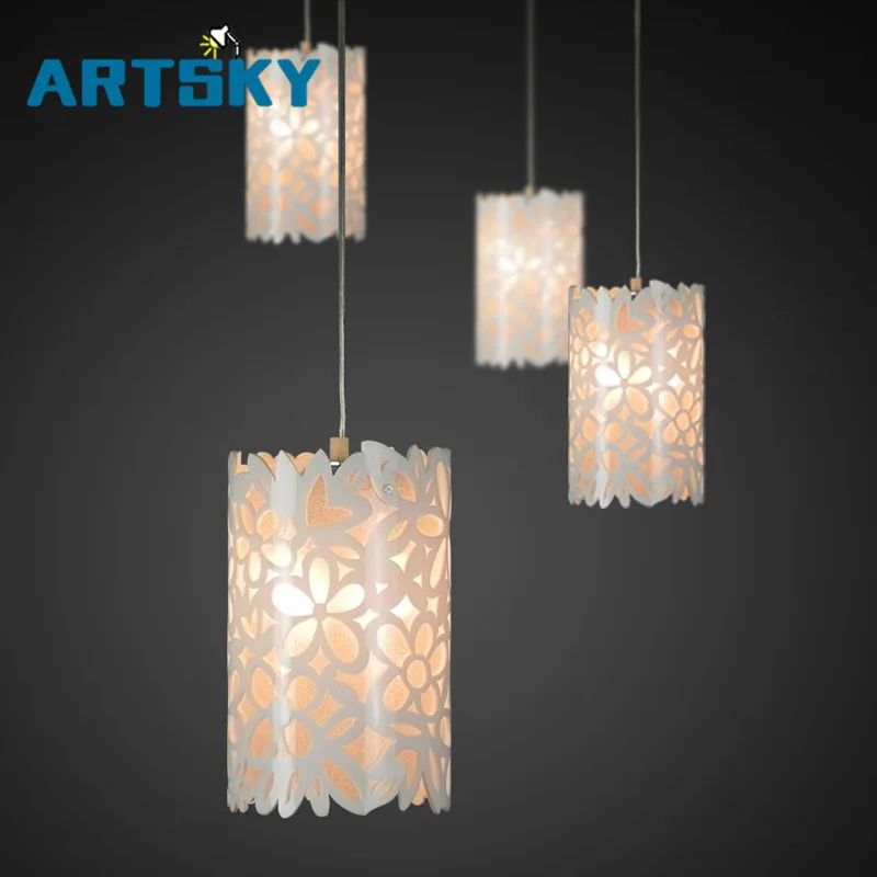 

Acrylic hollow carved single head three modern LED living room pendant lighting