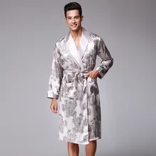 New Arrival Gray Chinese Men's Rayon Robe Nightwear Kimono Yukata Gown Summer Casual Sleepwear L XL XXL Z001