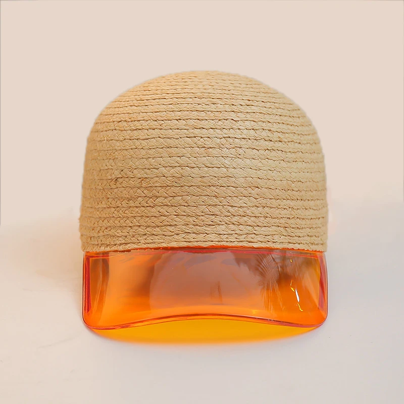Соломенная шляпа от солнца ручной работы, Женская Кепка из пэтчворк прозрачного ПВХ, модная кепка для верховой езды для мужчин и женщин, Солнцезащитная Козырьки Шляпы для отдыха