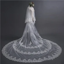 Свадебные аксессуары 3 см/4 см/5 см двухслойная Соборная вуаль цвета слоновой кости с аппликацией свадебная вуаль с гребнем