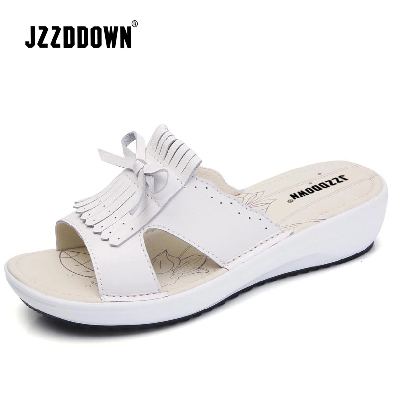

Genuine Leather Women's Beach Sandals Shoes Flip Flops Slippers Summer Ladies Wedges Casual Female Platform Sandals Shoes