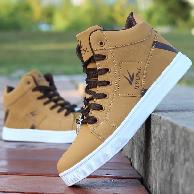 Fashion Men Boots Winter Shoes Man Hip-hop High Help Shoes Lace-Up Casual Leather Boots Comfortable Superstar Adult Men's Shoes