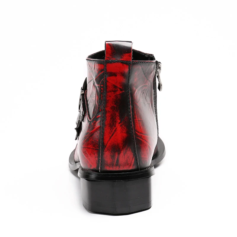 Осень Италия ручной работы из кожи Формальные Красный Мужские ботинки Для мужчин; острый носок металлический наконечник Высота Увеличение Мода платье загрузки US12