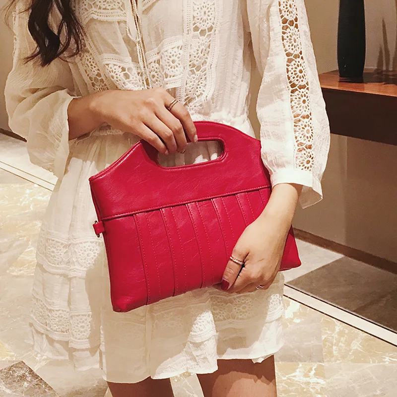 MJ Women's Handbag PU Leather Shoulder Bag Fashion Top-Handle Bags Korean Style Crossbody Bag Female Vintage Soft Leather Clutch (1)