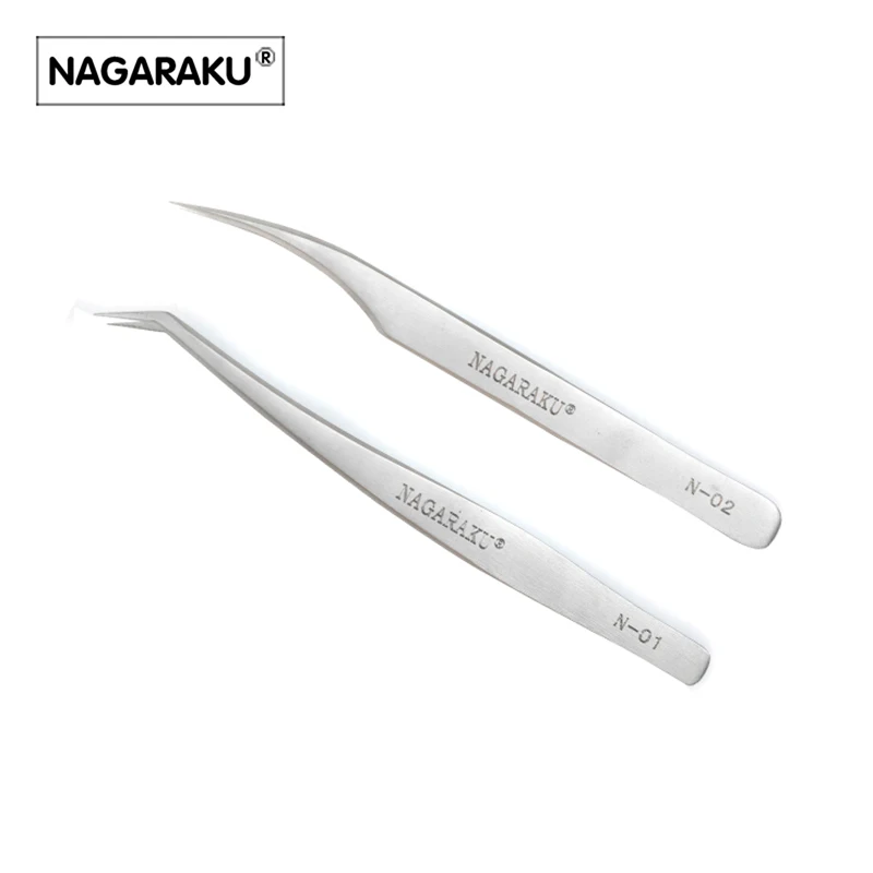 NAGARAKU 2 шт. N-01 Пинцет для N-02 для профессионального наращивания ресниц прививка объема точные Цветочные пинцеты для ресниц