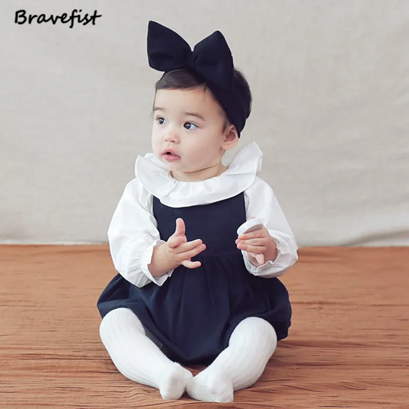 

Navy Spring Autumn Baby Boys Girls Rompers 0-1-2 Years Old Newborn Jumpsuits Korean Style Kids Outwear Child Clothing Romper