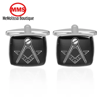 

MeMolissa Freemasonry free masons cufflinks high quality stainless steel enamel French shirts cufflinks fashion brand gift Fstes