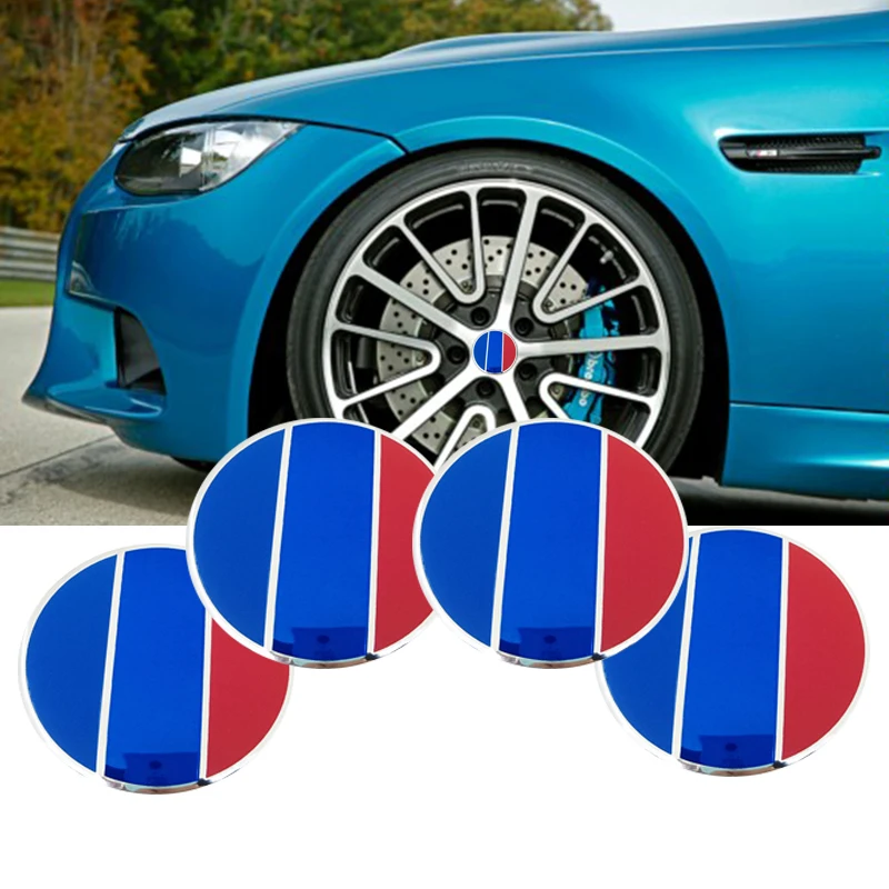 4PCS Car Aluminium M Performance Wheel Hub Center Caps Emblem Styling Wheel Sticker For BMW 1 3