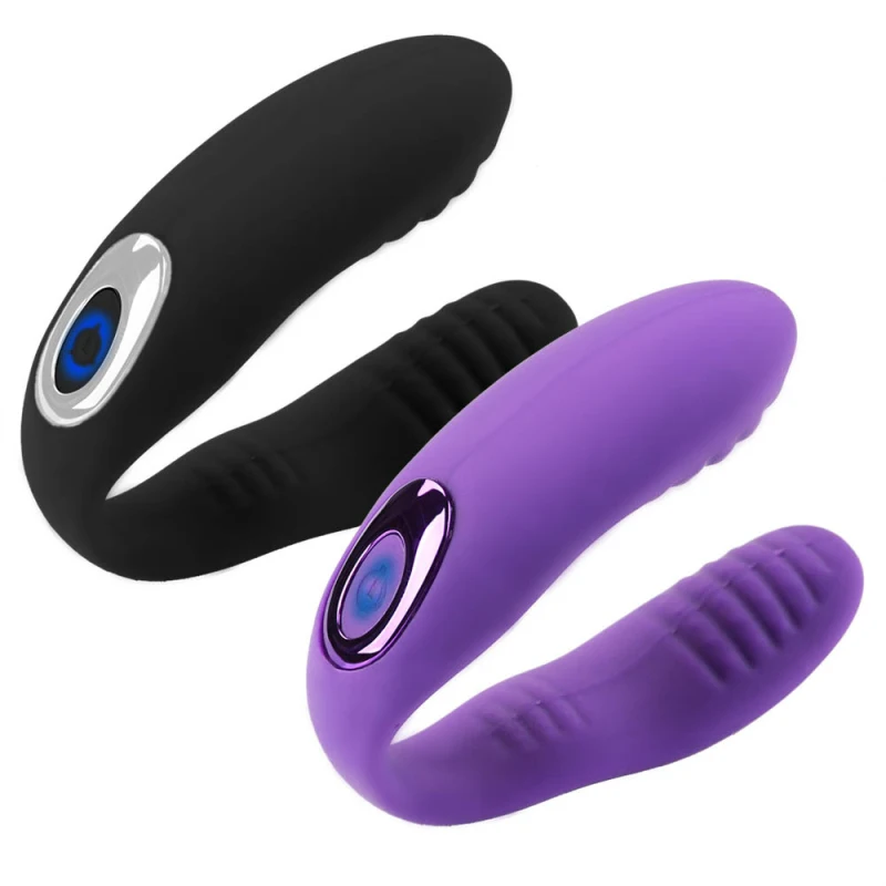  Black Purple 19cm USB Rechargeable Dual Heads Silicone Electric 10 Vibrations Vibrator Ass Plug Anal Dildo Sex Toy for Women A33 