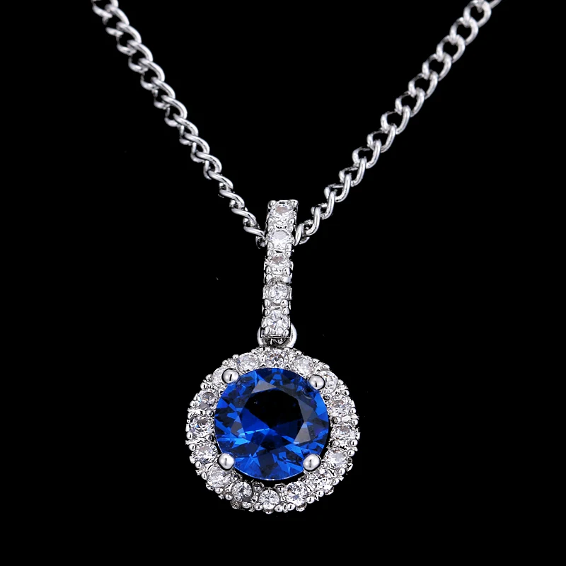 EMMAYA синтетическое голубое кубическое циркониевое ожерелье s Сердце и стрелы CZ кулон ожерелье с 8 мм 2ct кубический цирконий