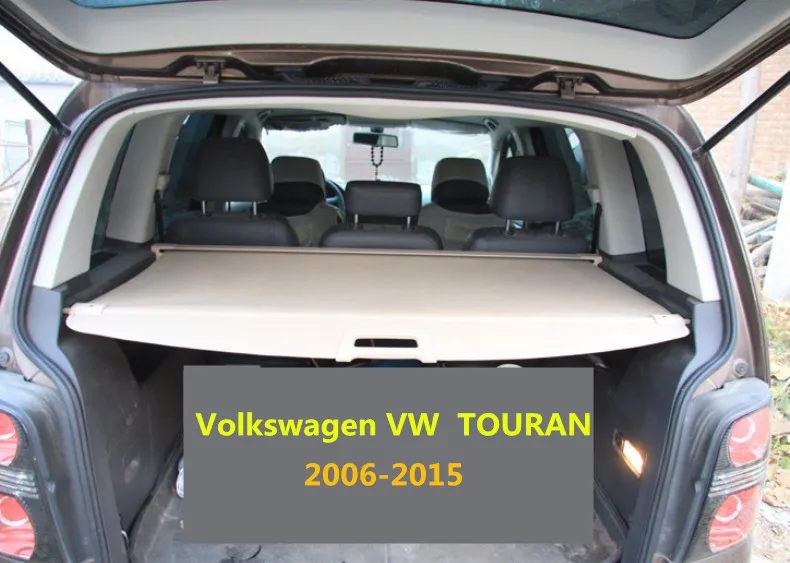 

Car Rear Trunk Security Shield Cargo Cover For Volkswagen VW TOURAN 2006-2015 High Qualit Black Beige Grey Auto Accessories