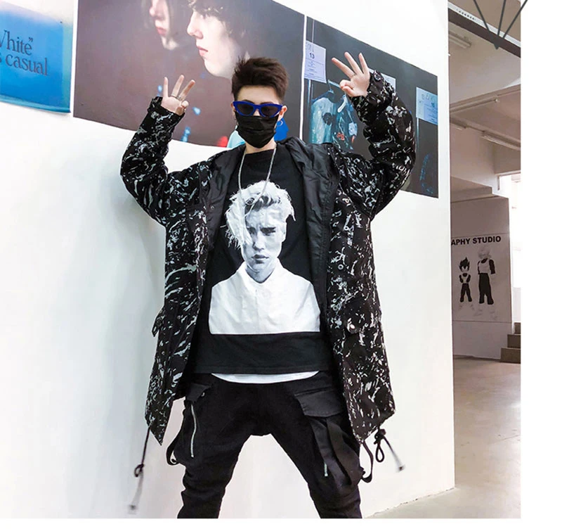  Retro Vintage Print Long Windbreaker Jacket Fashion High Fashion  (2)