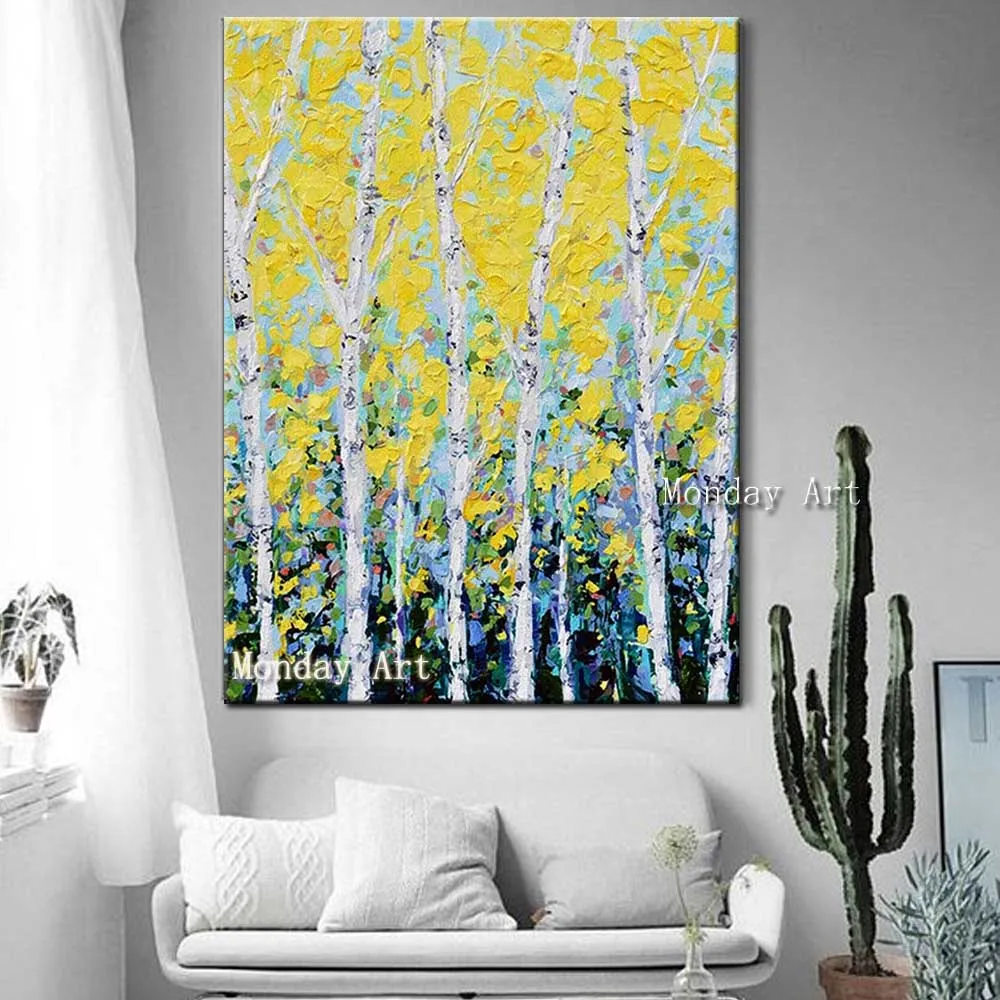 Hand-Painted-Abstract-Yellow-Tree-Forest-Landscape-Oil-Painting-Abstract-Wall-Picture-Living-Room-Home-Wall (3)