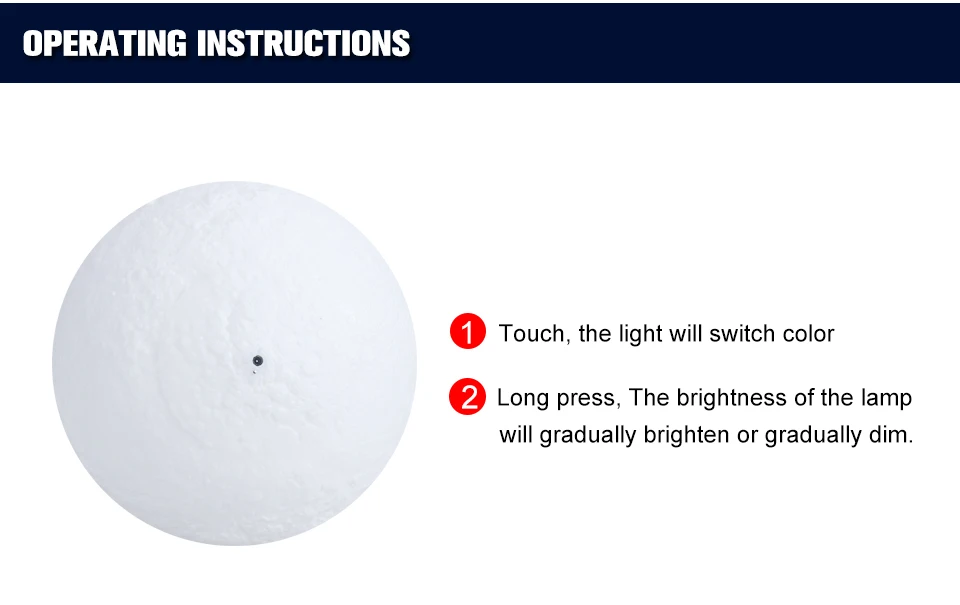 Foxanon Новинка Перезаряжаемые 3D печать Луны лампы 2 цвета сенсорный выключатель светодио дный светильник «Луна» домашний стол украшения