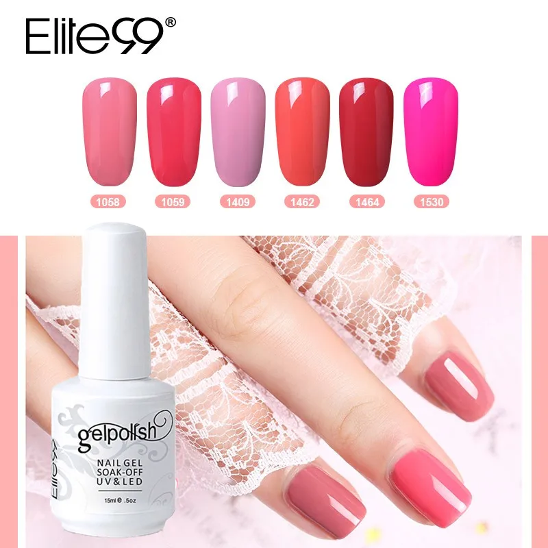 

Elite99 241 Pure Colors 15ML Pure Gel Polish Soak Off UV Gel LED Nail Art Gel Varnishes Top Base Coat Salon Manicure Primer