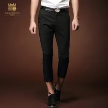 Новая мода мужские повседневные весенние черные мужские брюки семь мужчин талия 15911 маленькие правые распродажа
