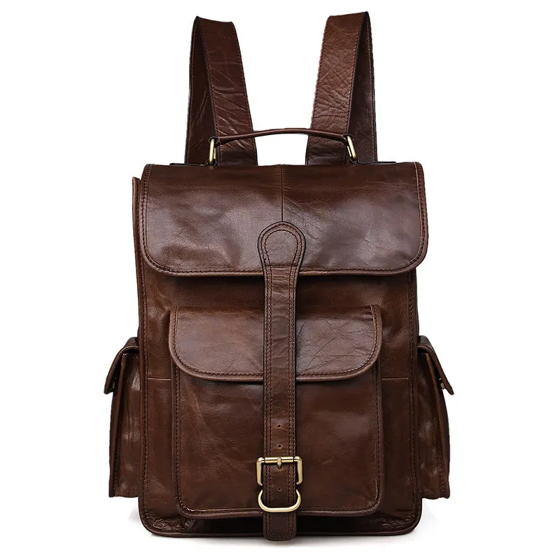 Nesitu Винтаж коричневый из натуральной кожи для женщин/мужчин рюкзаки из воловьей кожи мужские дорожные сумки# M7283