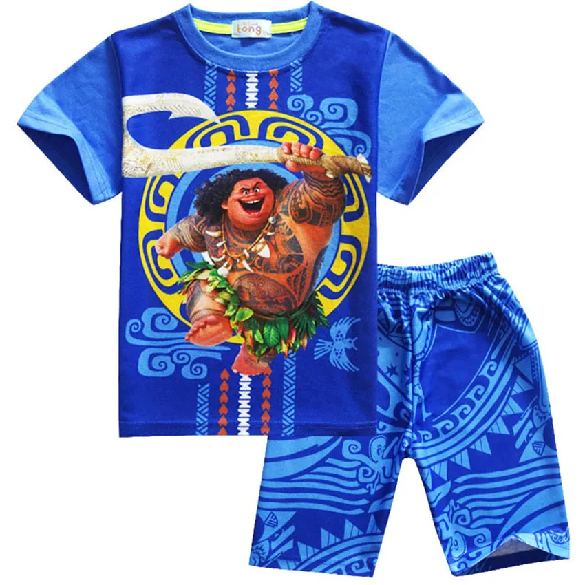 2017 Summer Moana Short Sleeved suits baby boys Home Furnishing children clothing beach maxi clothes for boys t-shirts and pants (5)