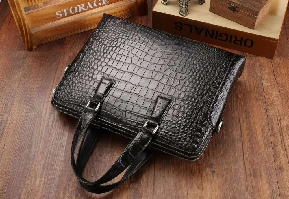 100% genuine crocodile leather men business laptop bag Himalaya white ,  2017 men crocodile belly skin men briefcase bag - AliExpress