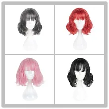 5 цветов короткие кудрявые Лолита знаменитостей аниме Банг Повседневный базовый Косплей Синтетический Полный парик+ парик Кепка термостойкая