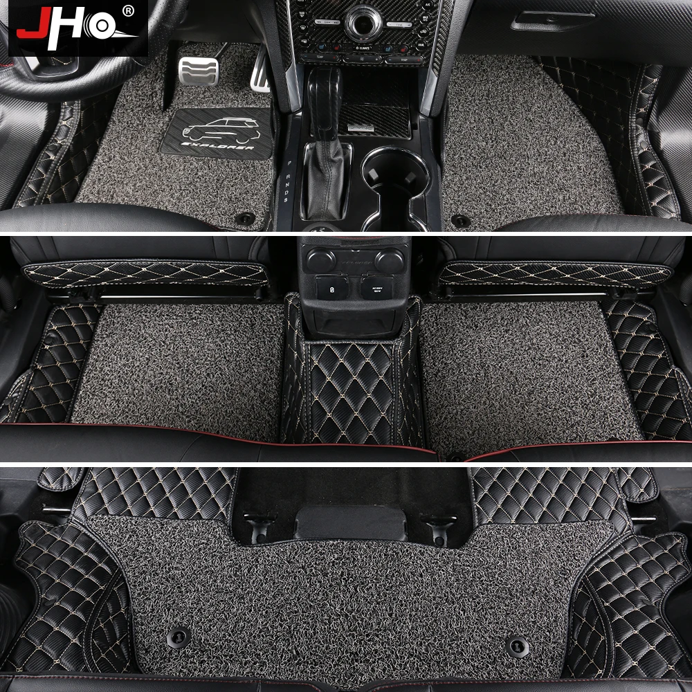 

JHO Car Accessories Double Layer Wire Floor Mats Protective Carpets For Ford Explorer 2016-2019 2017 2018