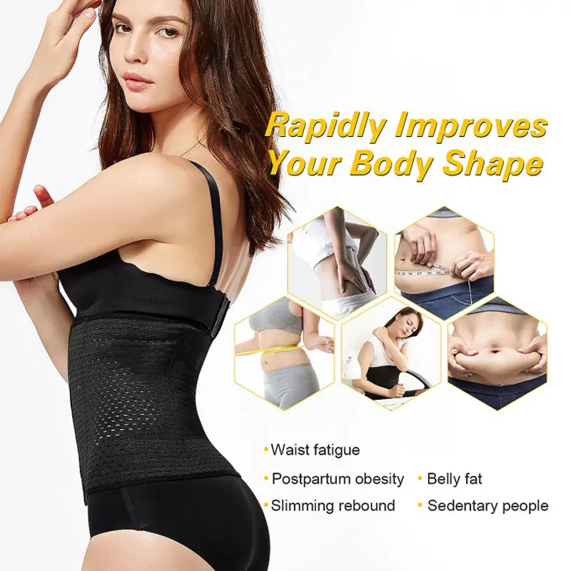 Waist Trainer Corset Steel Boned Body Shaper Tummy Fat Burner Slimming Belt Modeling Strap Black Beige