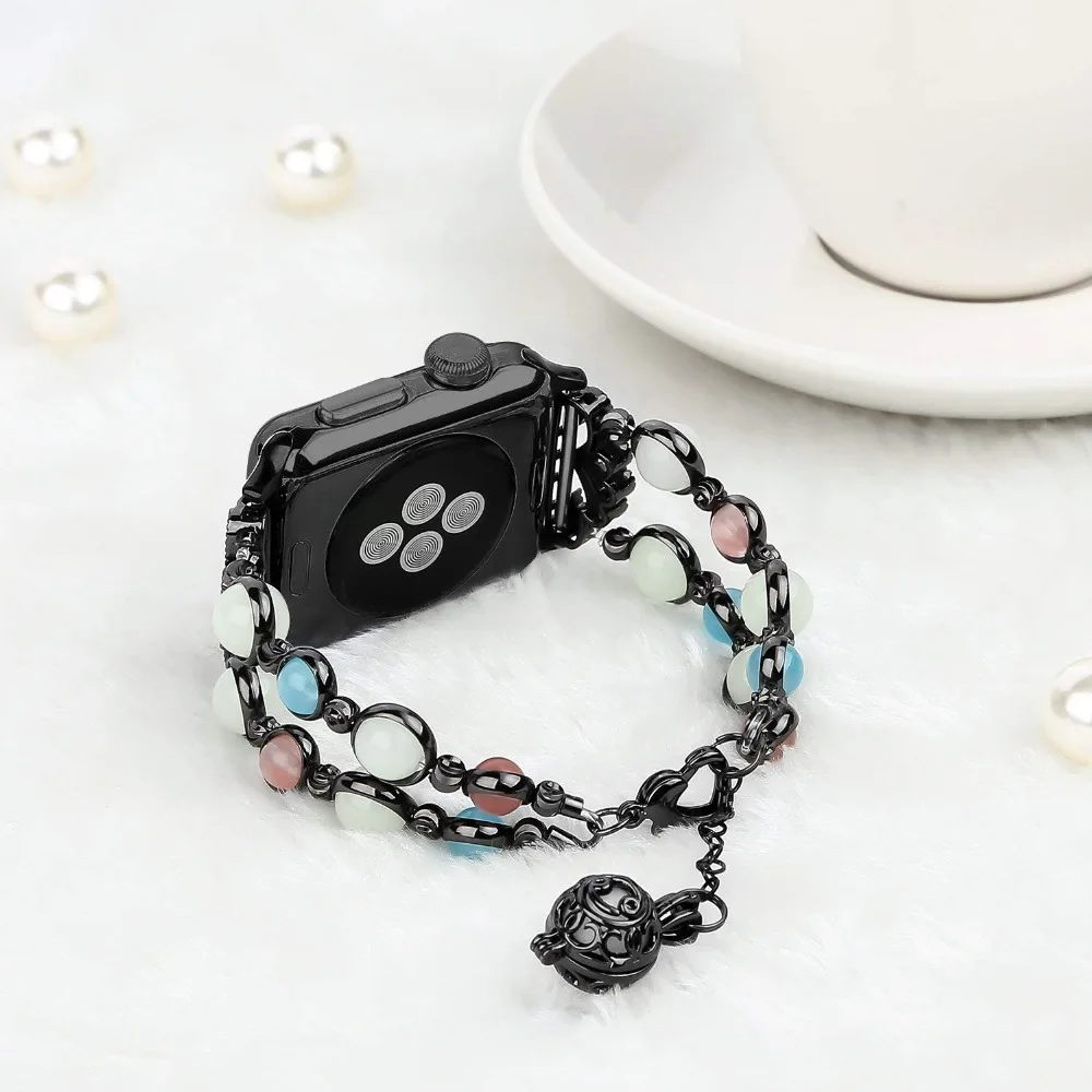 Браслет звеньевой для Apple watch 4 band 44 мм 40 браслет iwatch 42 38 блестящий ручной работы