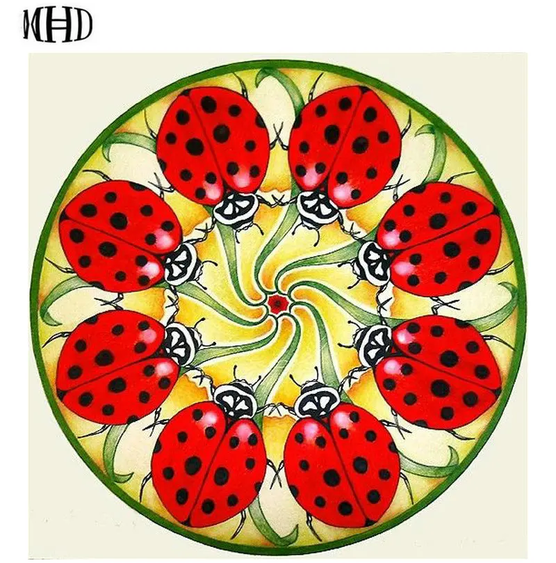 

New Full 3D Diamond Painting Religious Seven-Star Ladybug Mandala Cross Stitch Kit DIY Home Decor Gifts