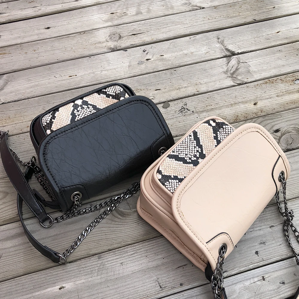 

2019 New Vintage Snake Bags For Women Shoulder Bags Small Chain Messenger Crossbody Bags Serpentine Leather Crossbody Flap Bag