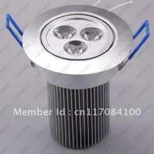 9 Вт высокой мощности 3 светодиодный встраиваемый потолочный светильник для шкафа Точечный светильник, лампочка теплая/чистая белая