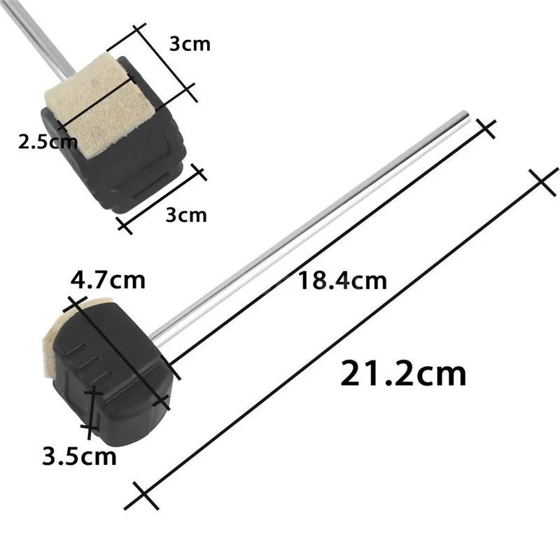 Басовый барабанный ножной ударник, шерстяной фетр, ручка из нержавеющей стали, ударные венчики, аксессуары для инструментов