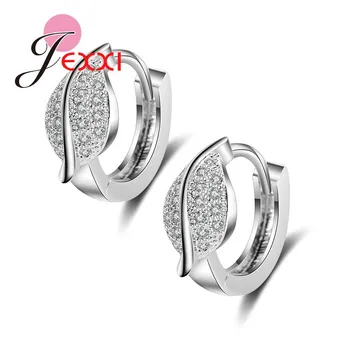 

Hot Sale Crystal Leaf Earing Fashion Ear Ear Bijoux Hoop Earrings For Women Silver Jewelry Brincos Mujer