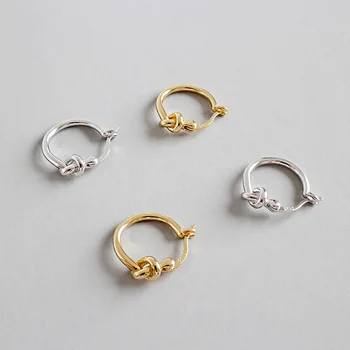 

18K Yellow gold plated 15mm small Authentic 925 Sterling silver Love Knot Hoop Huggie Earrings Fine jEWELRY Child E11