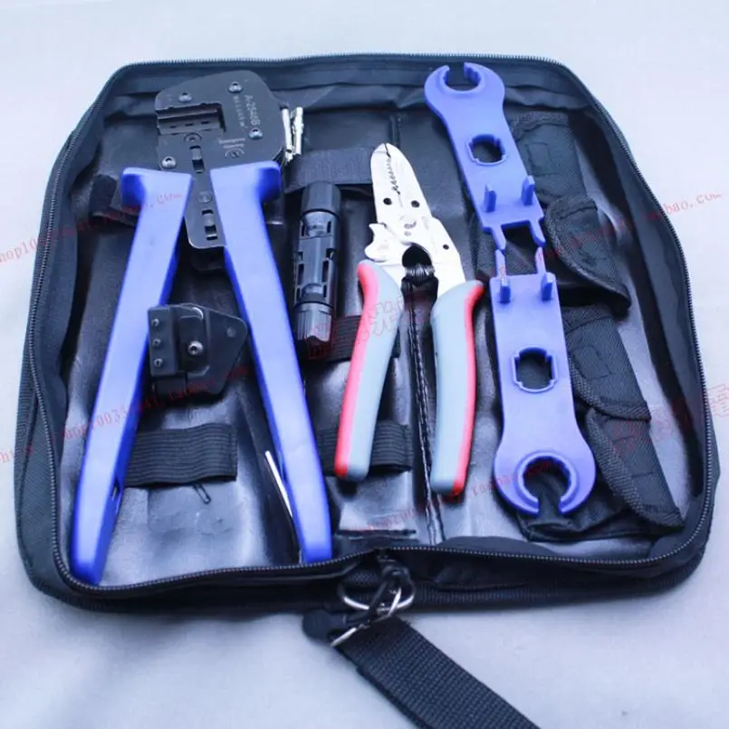 

2sets/lot Crimping/Cutting/Stripping tools for Solar PV Tool Kits with test wire Crimper Cutter Stripper Spanner Tool Set XQ0112