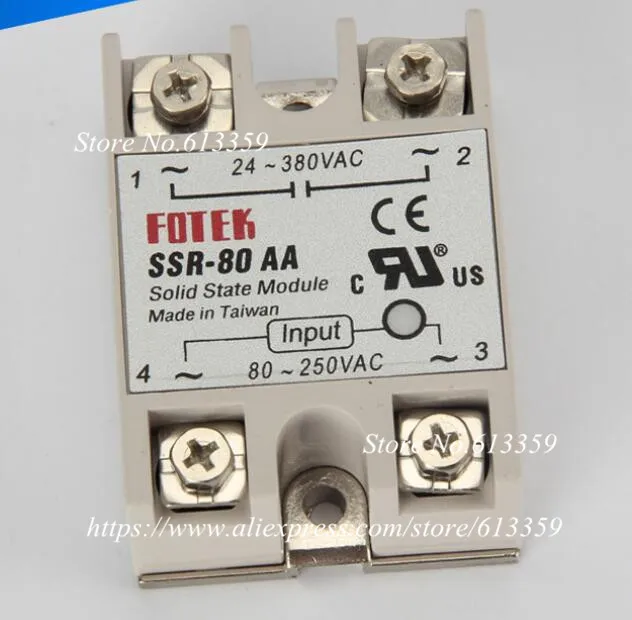 

10PCS SSR-80AA FOTEK Single-Phase Solid State Relay 80A AC control AC SSR80AA