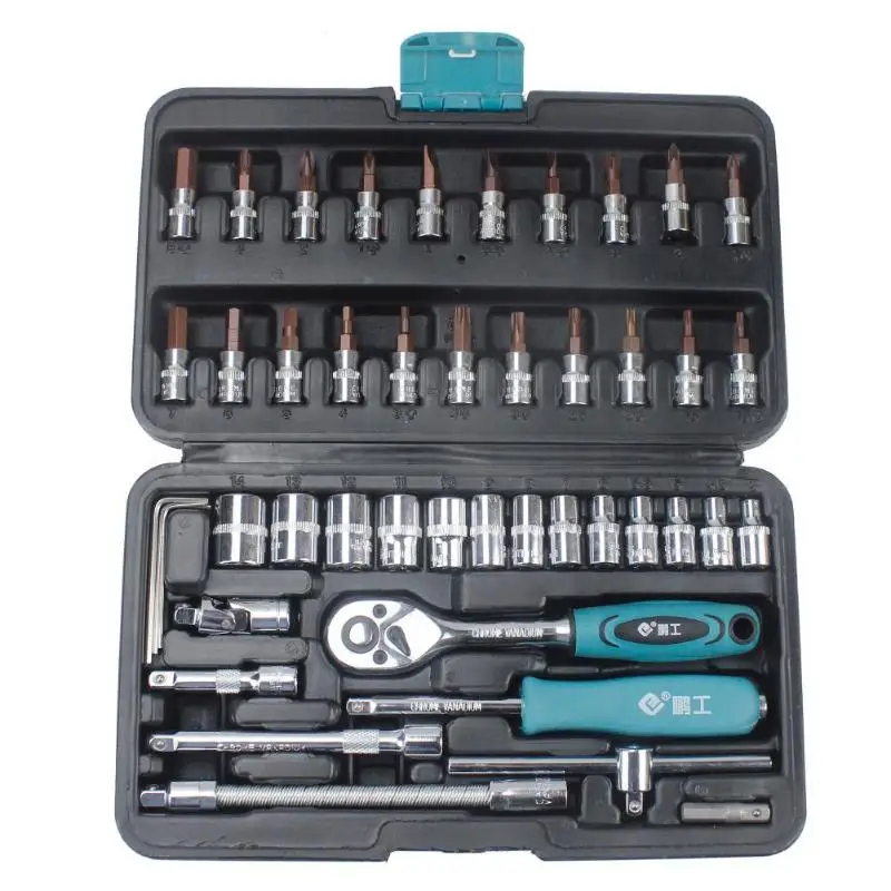 

46pcs/set Spanner Socket 1/4 inch Screwdriver Ratchet Wrench Kit Car Repair
