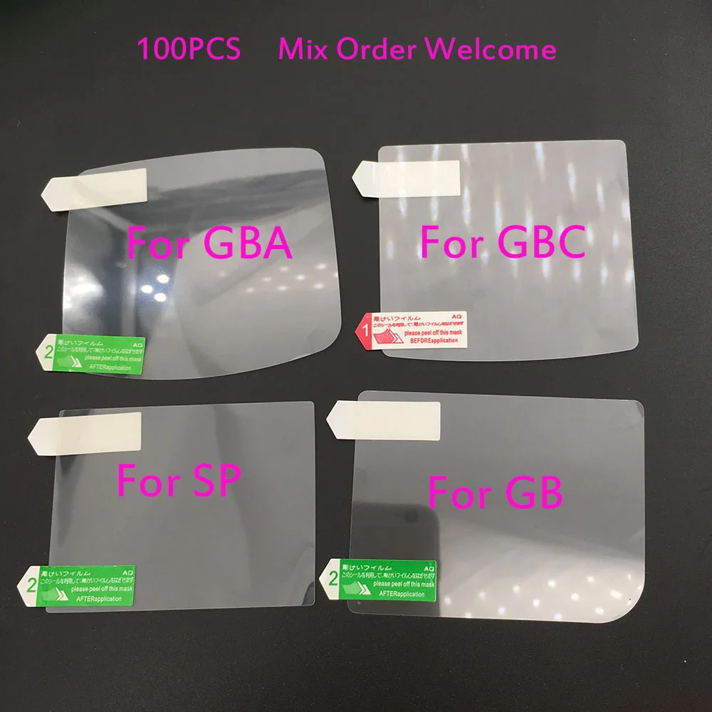 100 шт. Пластик для GBP Экран протектор для ГБ GBA SP GBC прозрачной защитной Плёнки