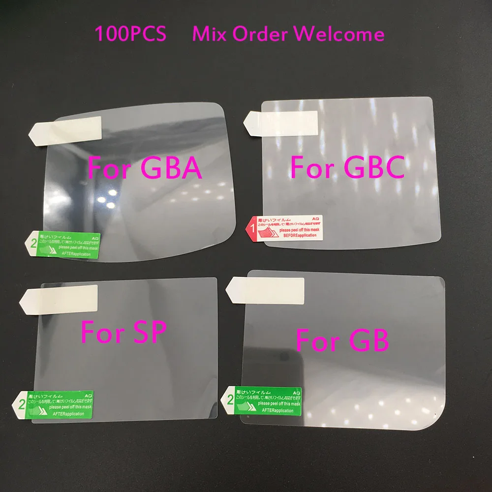 

100PCS Plastic For GBP Screen Protector Guard For GB GBA SP GBC Clear Protective Film