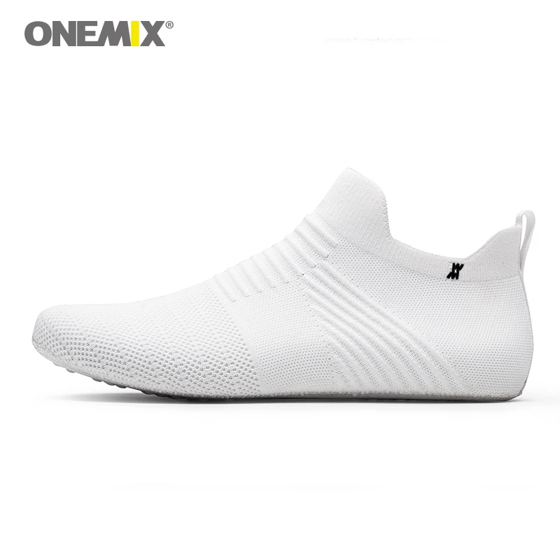 Onemix/мужская домашняя прогулочная обувь без шнуровки; домашние тапочки; белые высокие эластичные не клеящиеся, экологически легкие, красивые мужские домашние туфли
