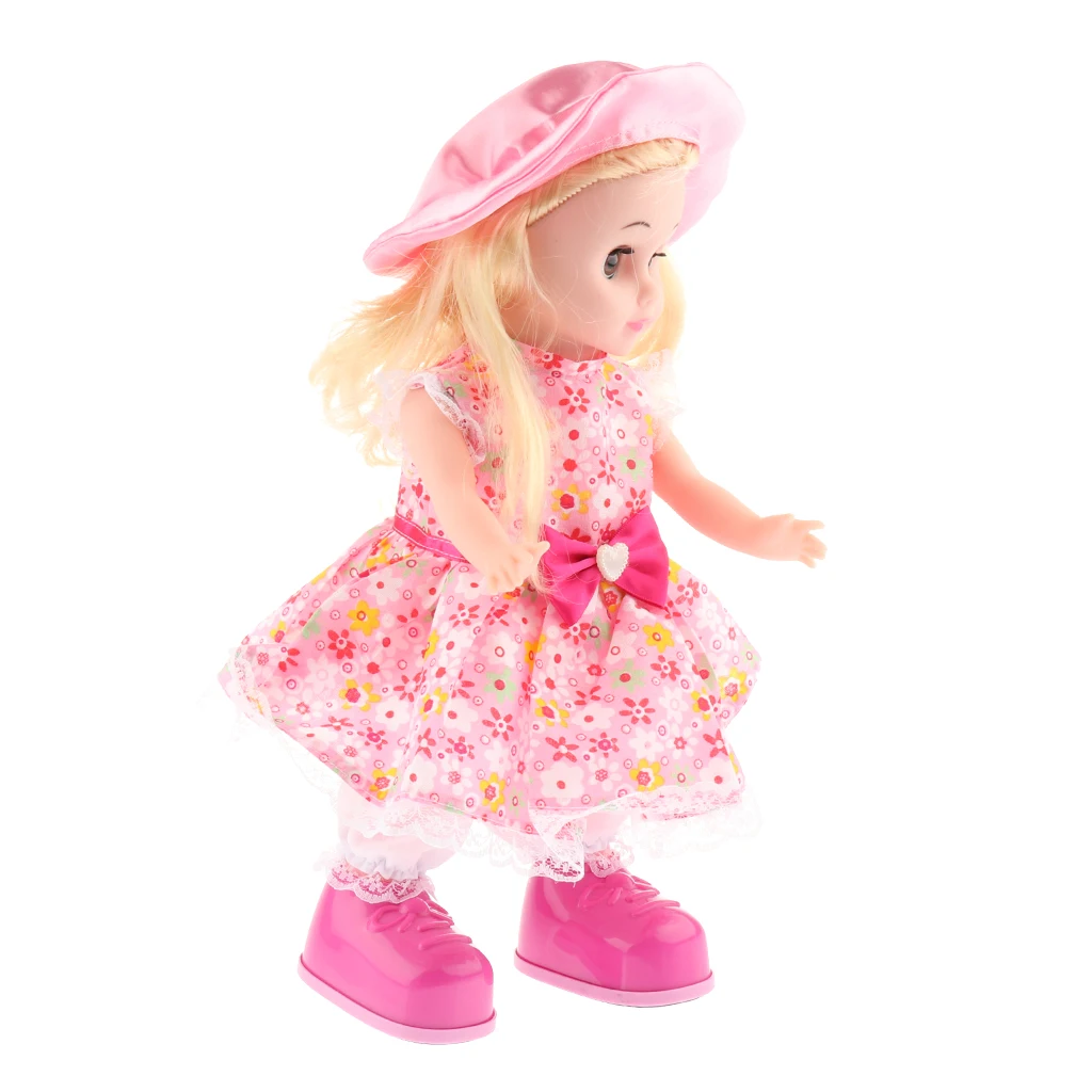 Educational Story Telling, Walking Interactive Electronic Girl Doll Toy Kids Dress Up Pretend Game Developmental Gifts #C