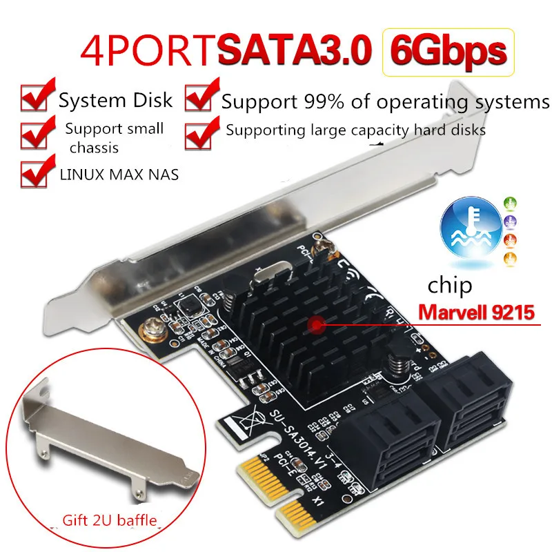 4 портовая карта расширения SATA 3 0 на PCIe PCI express e адаптер конвертер для hdd SSD IPFS
