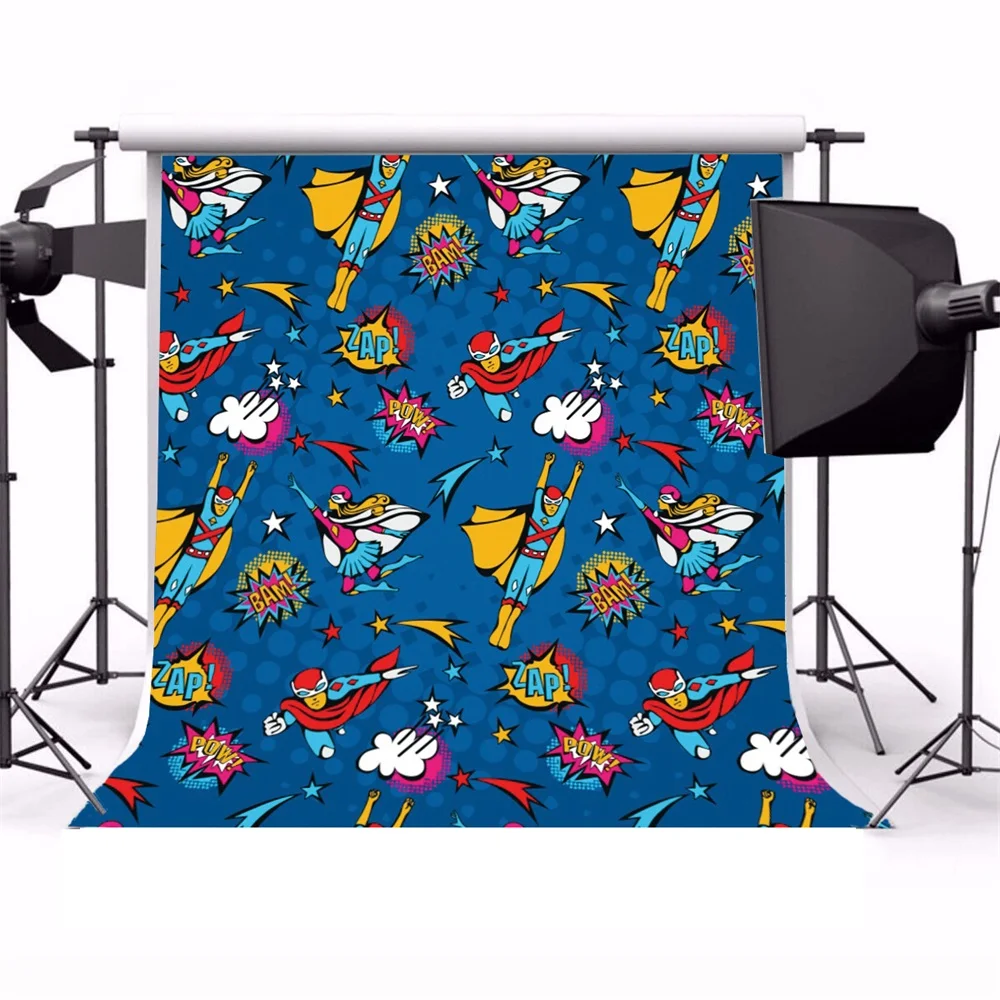 Laeacco Baby Comics Superman Photography Backgrounds Digital Customized Photographic Backdrops Props For Photo Studio