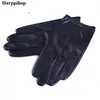 Black and brown Spring  Genuine Leather Gloves Men New Brand  Fashion Warm Driving Gloves Goatskin Mittens ► Photo 3/4
