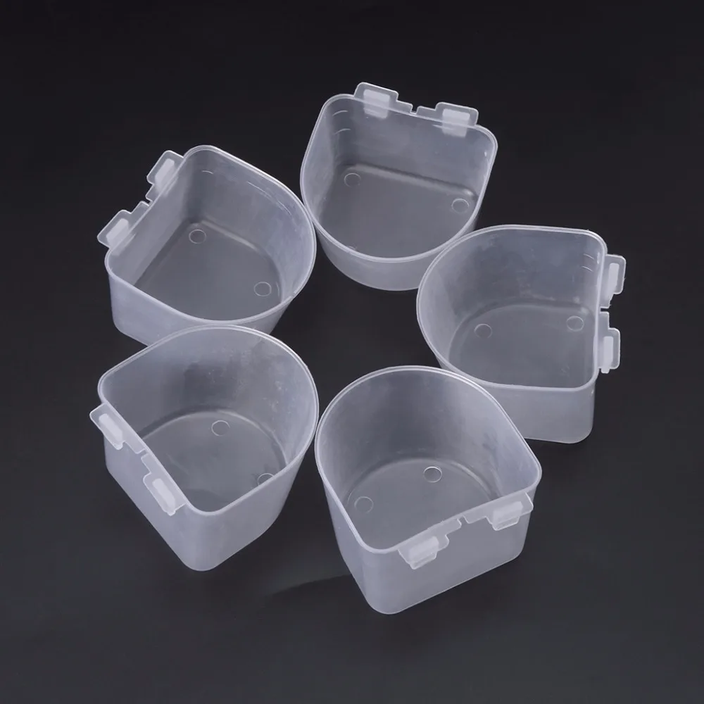 

5pcs Plastic Parrot Bird Feeder Hamster Flat Bottom Feeding Cup Hanging Water Drinking Food Bowl Tools Bird Supplies C42