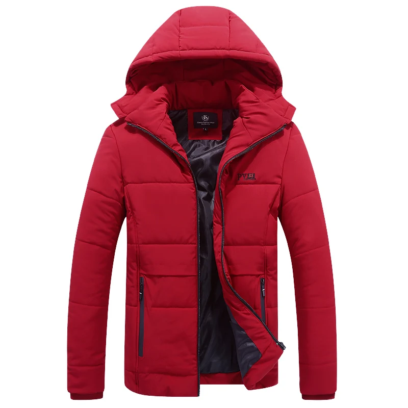 XIYOUNIAO Мужская куртка Пальто толстого теплого размера плюс L~ 7XL 8XL зимние куртки повседневная мужская парка с капюшоном верхняя одежда с хлопковой подкладкой пальто - Цвет: red