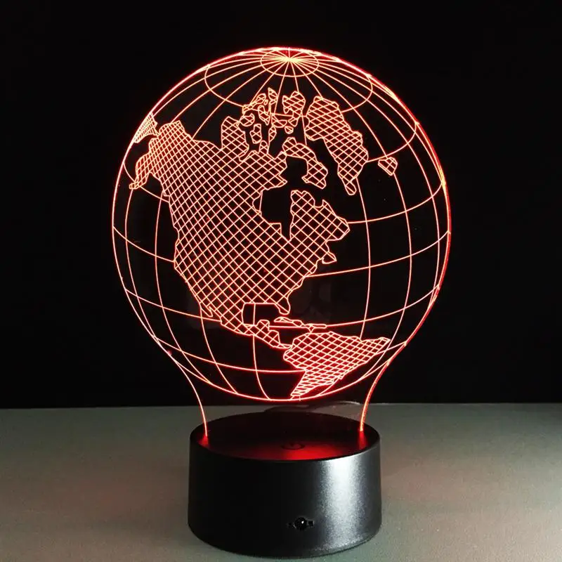 3D визуальный эффект Америка карта Форма Глобус светодиодный ночник для