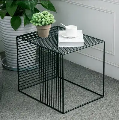 Iron edge a few fashionable minimalist modern coffee table sofa corner creative American small square table metal side table .