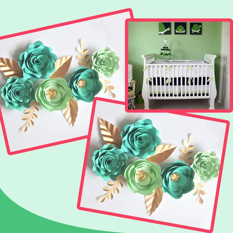 

Handmade Cardstock Rose DIY Paper Flowers Leaves Set For Wedding & Event Backdrops Decorations Nursery Wall Deco Video Tutorials